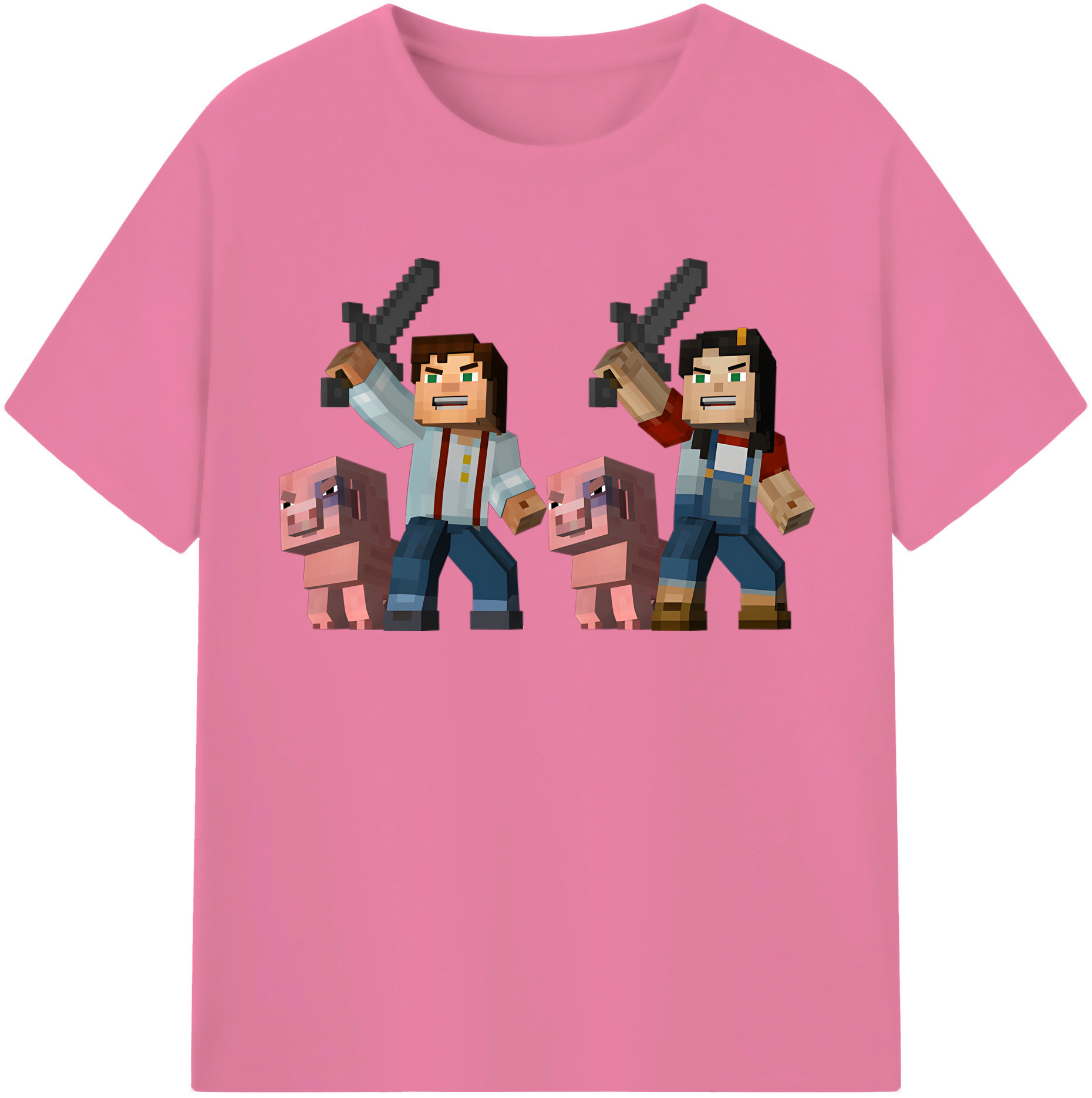 （画像用） マインクラフト ブロックの世界 Minecraft MC Block world 綿100％半袖Tシャツ（フロントプリント）